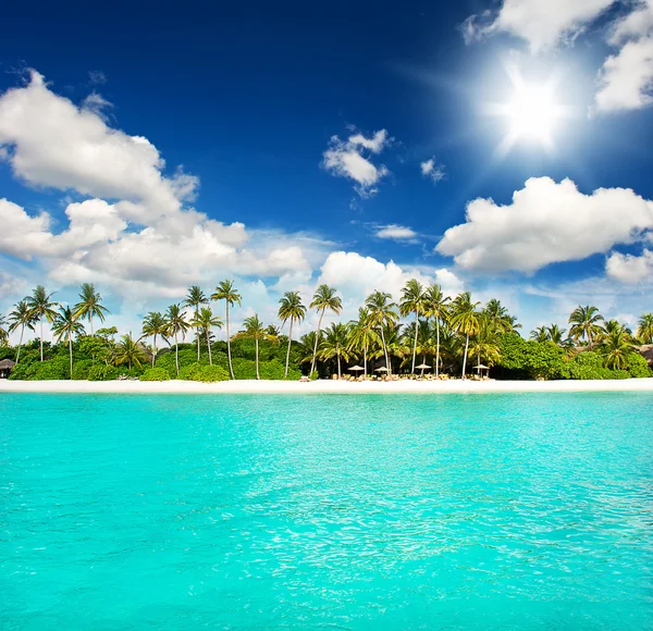 Landscape of tropical island beach with perfect sky