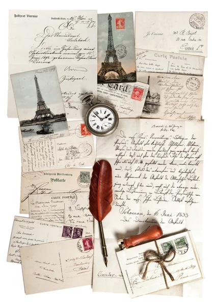 Old letters, accessories and post cards