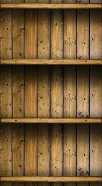 Empty vintage rustic wooden shelves