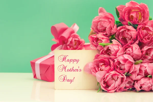 Pink tulips, gift ang greeting card