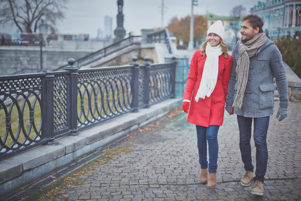 Couple walking in city