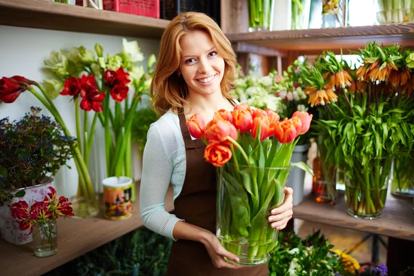 Florist with tulips