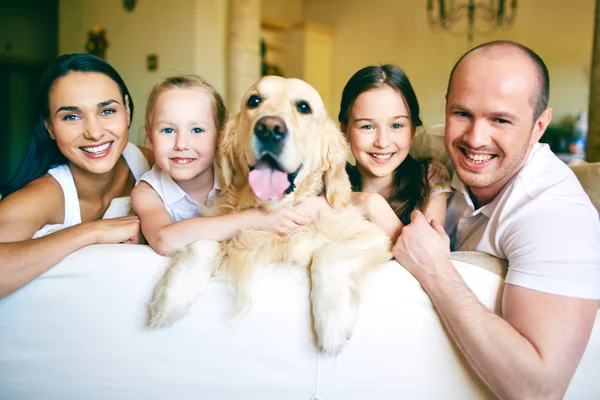 Friendly family and dog