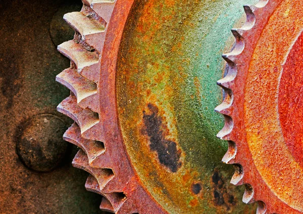 Old and rusty pinion gear of mechanical machine
