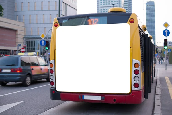 Blank billboard on a bus