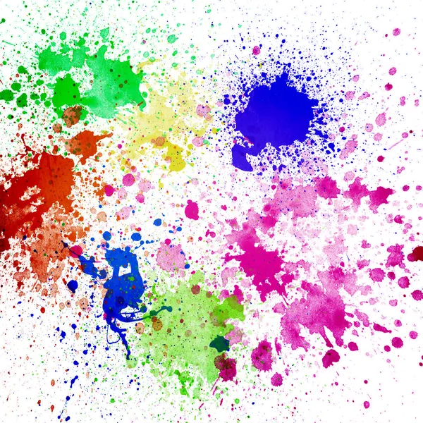 Splashes of colorful ink on white background.Abstract colorful splash watercolor art hand paint on white background