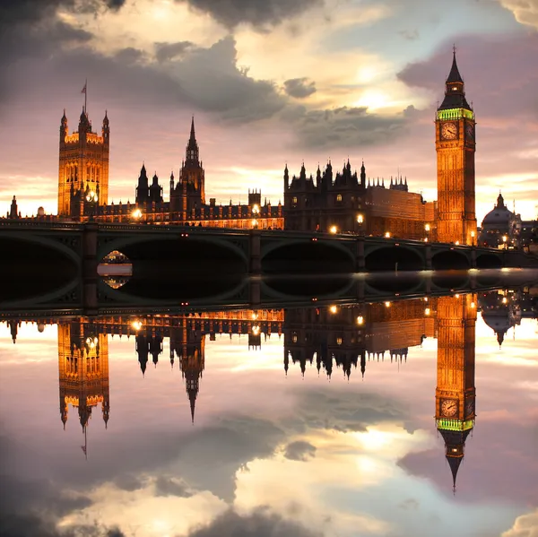 Famous Big Ben in the evening with bridge, London, England