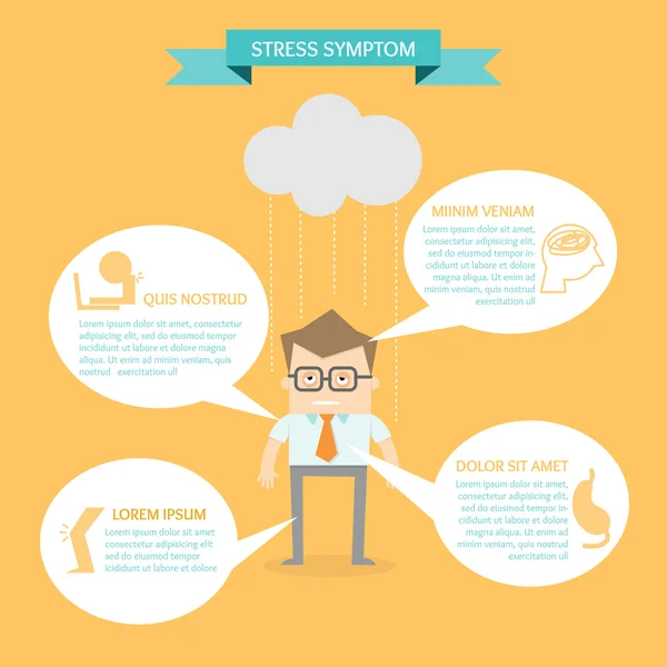 Business man on health infographic stress symptom concept
