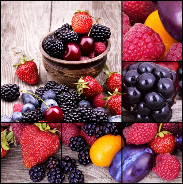 Tasty summer fruits on a wooden table