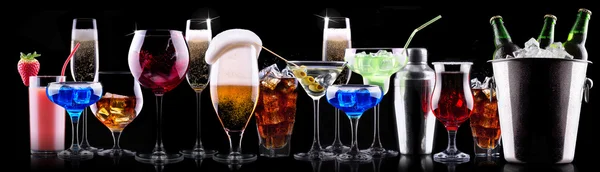 Different alcohol drinks set