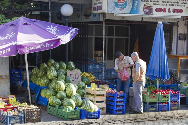 IZMIR, TURKEY - JULY 10: Sale of fruits and vegetables in the street on the streets of the tent city of Izmir on July 10, 2014 in Izmir.