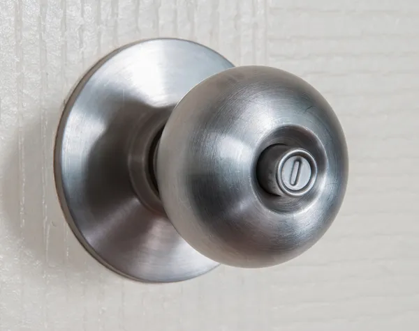 Close up shot of stainless steel round ball Door knob