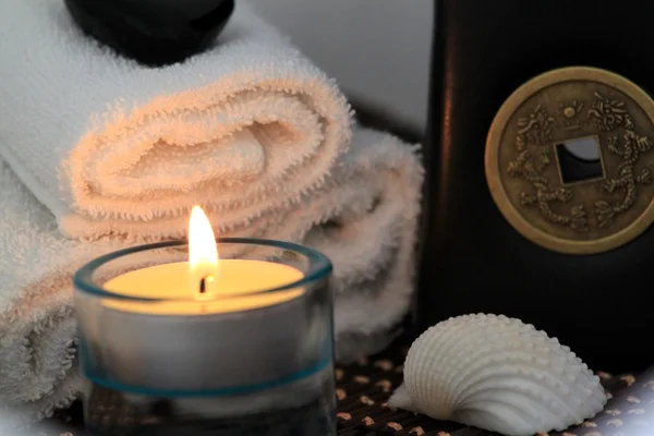 Wellness & Spa composition with clam shell and candle