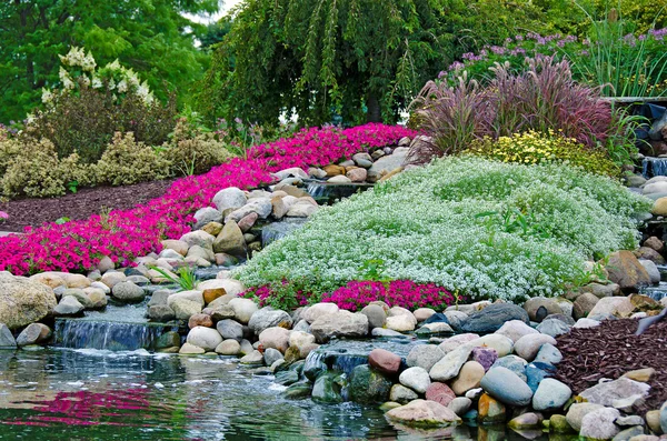 Rock garden with waterfall