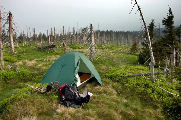 Green Tent in the Alpine Landscape of Krkonose National Park