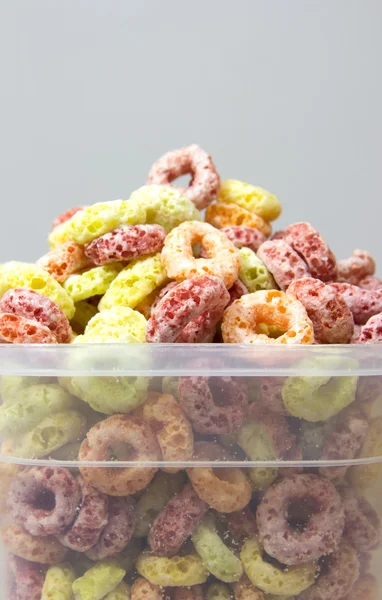 Cereal loops in box closeup