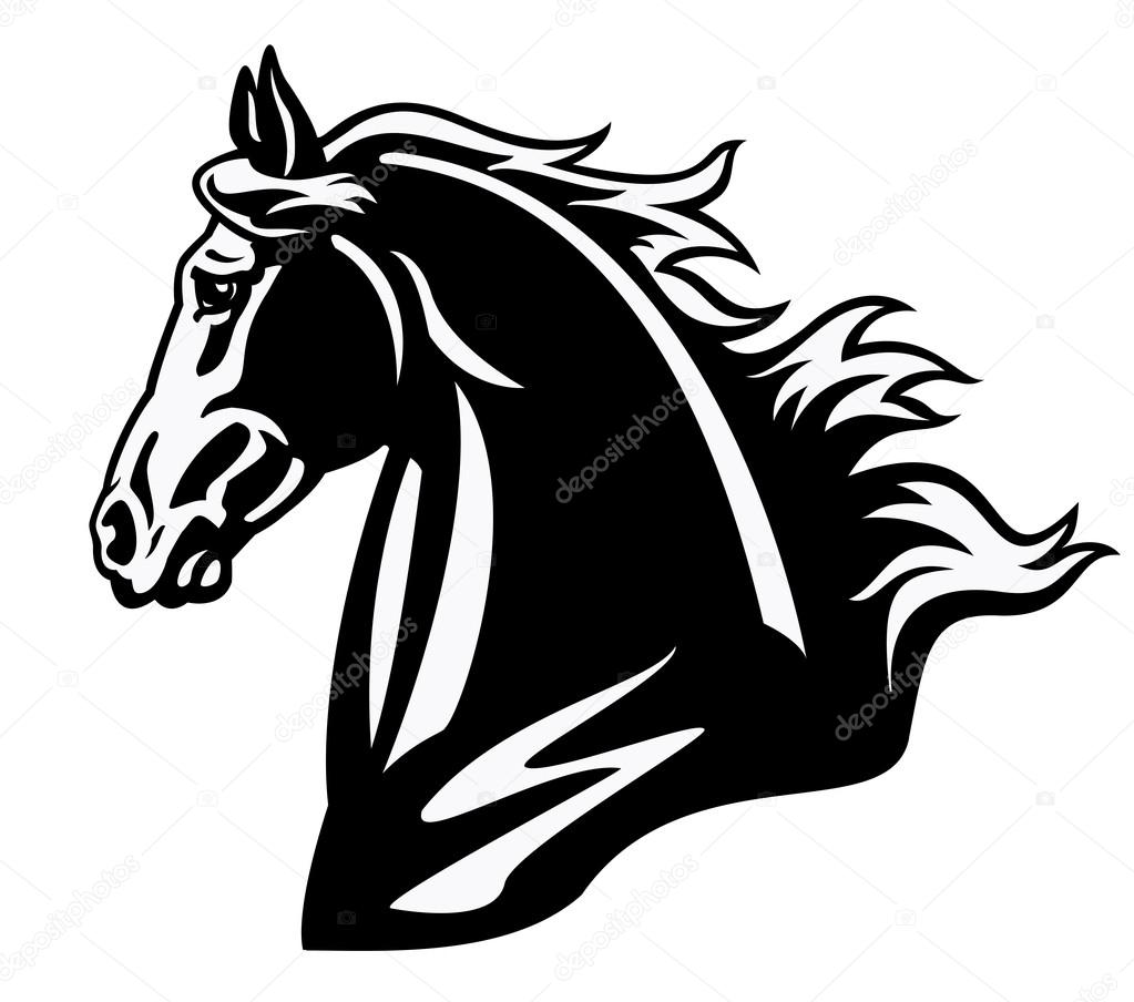 horse head clip art black and white - photo #45