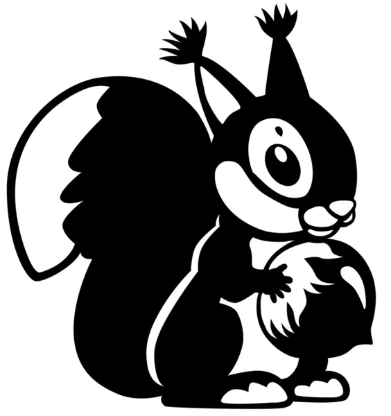 Cartoon squirrel black white — Stock Vector © insima 43030897