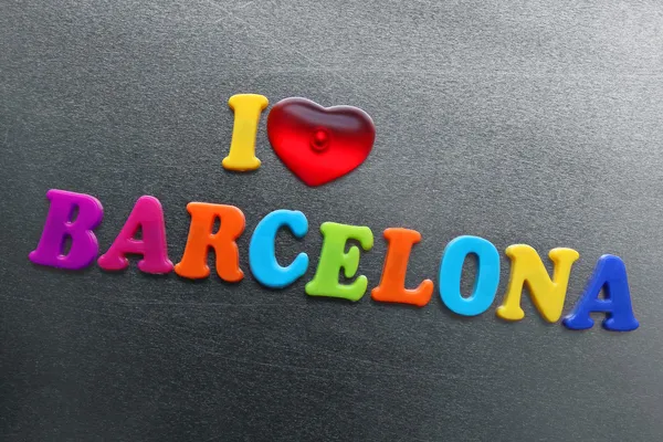 I love barcelona spelled out using colored fridge magnets