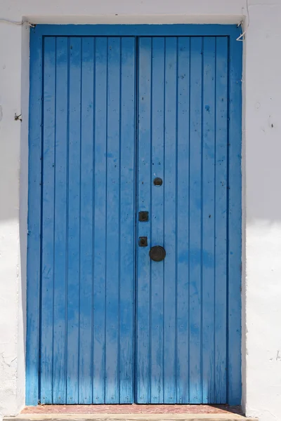 Blue paint wooden door