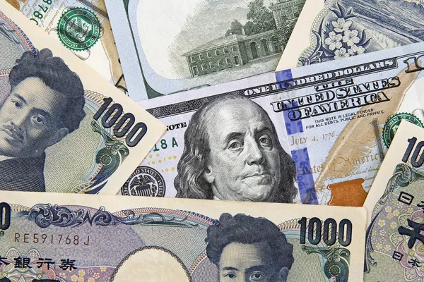American dollars and yens- concept of currency exchange rate