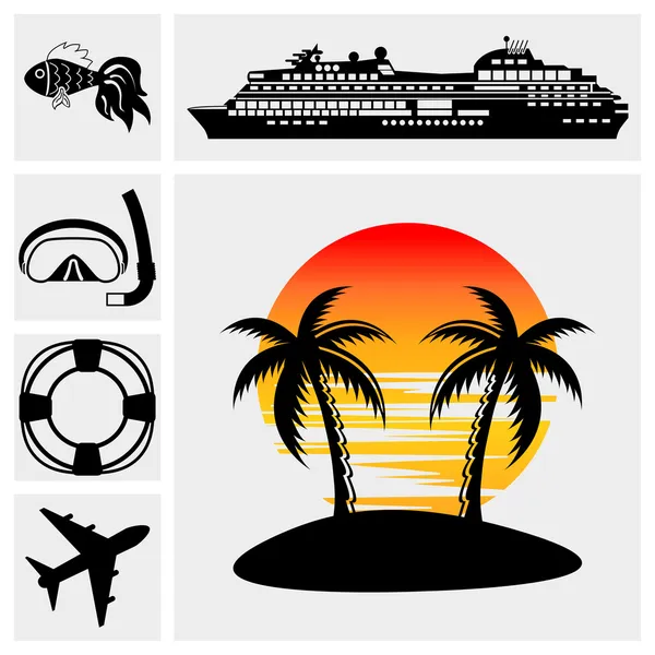 Vacation, Travel & Recreation. Island icons