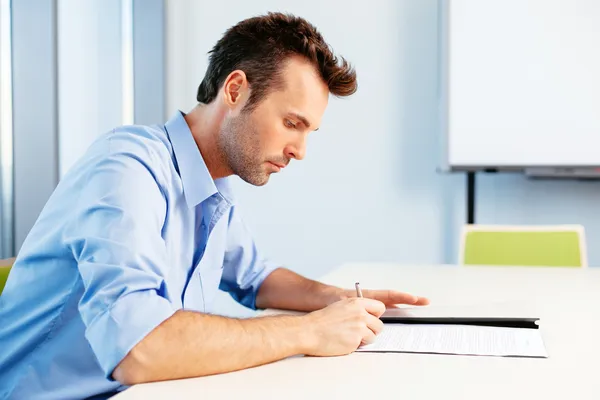 Student taking a written test