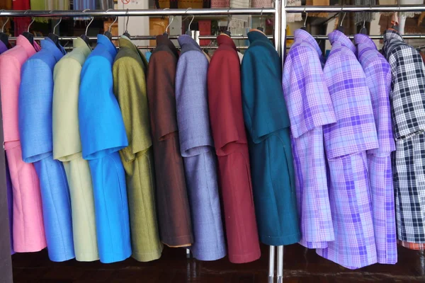 A colored shirts at the clothes shop