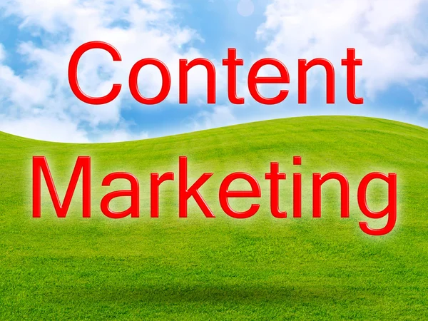 Content Marketing of green fresh grass under blue sky