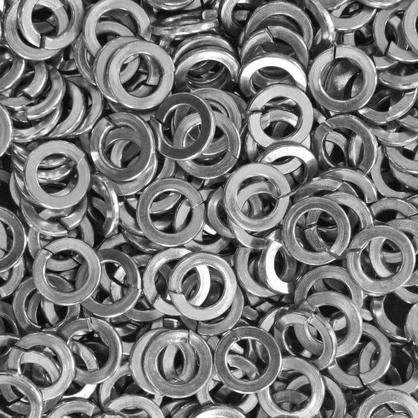 Pile of stainless steel spring washers