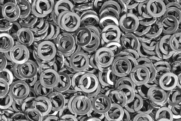 Pile of stainless steel spring washers