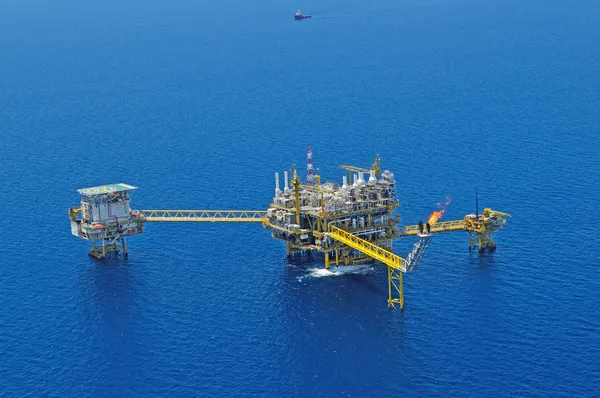 The gas flare is on the oil rig platform in the gulf of thailand