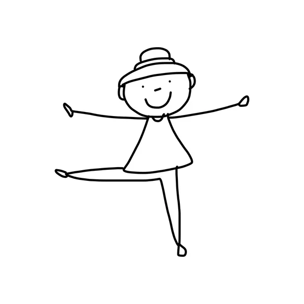 Cartoon hand drawing woman practicing yoga