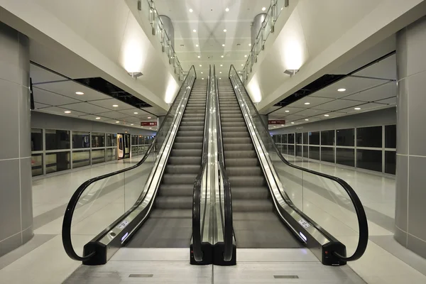 The escalator moving
