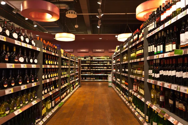 Wine department in the store