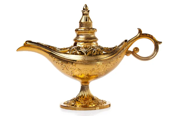 Magic Aladdin\'s Genie lamp isolated on white