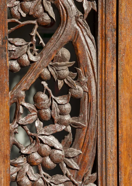 Decorative Carved Rosewood Doorway Frame Showing Lychee Tree