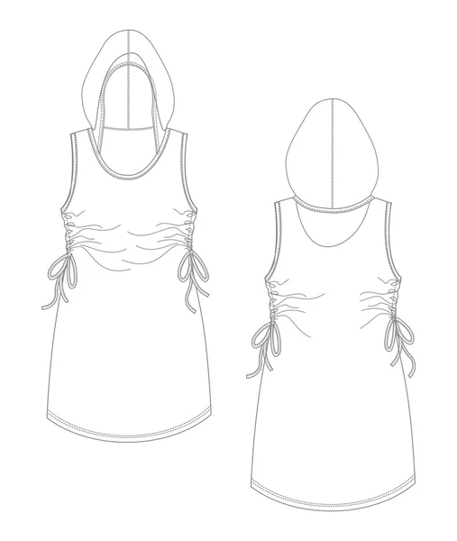 Apparel template hood no sleeve girl