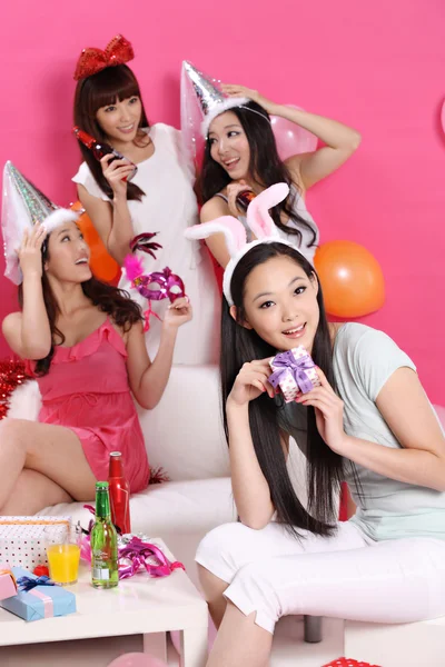 Asian girls having a party time together
