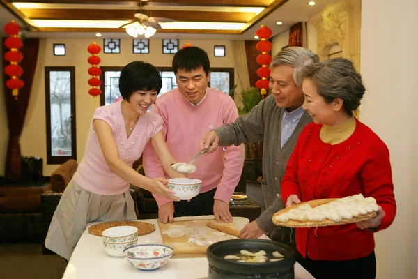 A shot of Chinese family reunion in the house