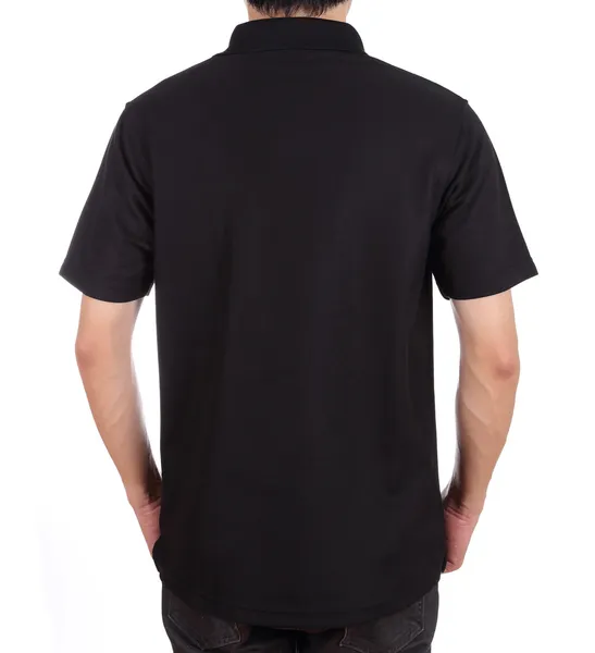 Blank polo shirt (back side) on man