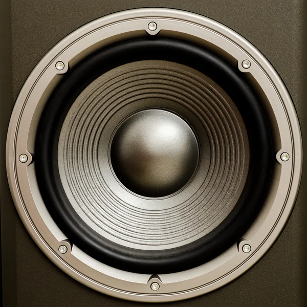 Close up of a stereo audio loudspeaker with a nice finish. This