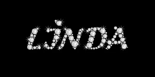 The name LINDA in bling diamonds font style word