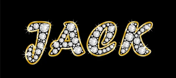 The name Jack spelled in bling diamonds, with shiny, brilliant golden frame