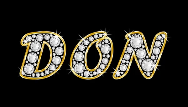 The name Don spelled in bling diamonds, with shiny, brilliant golden frame