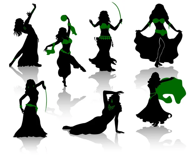 Belly dance. Silhouettes of beauty dancers.