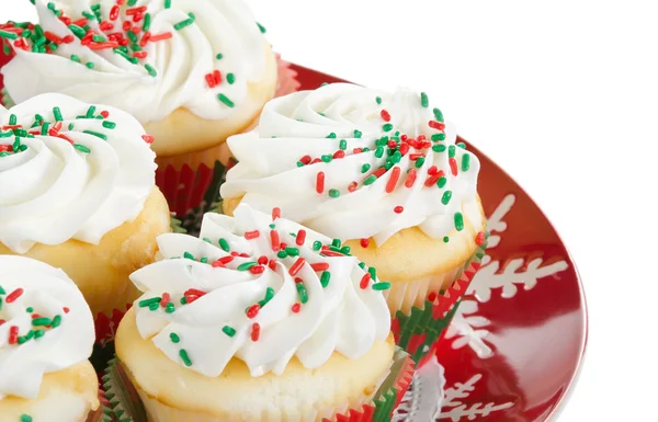 Holiday cupcakes with vanilla frosting