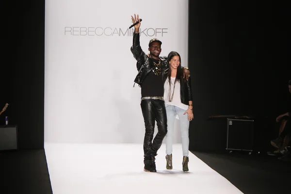 NEW YORK, NY - FEBRUARY 10: Rapper Theophilus London and designer Rebecca Minkoff walk the runway at the Rebecca Minkoff Fall 2012 fashion show during MBFW at Lincoln Center