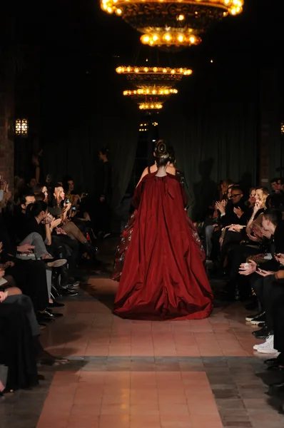 NEW YORK, NY - FEBRUARY 10: Model walks the runway at the Victor de Souza Fall Winter 2012 fashion show during Mercedes-Benz Fashion Week at Bowery hotel on February 10, 2012