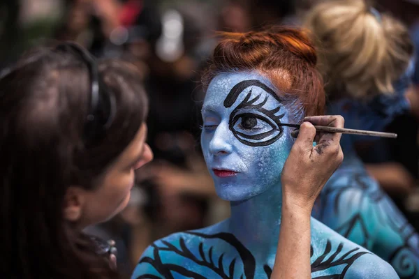 Nude artists during first official Body Painting Event